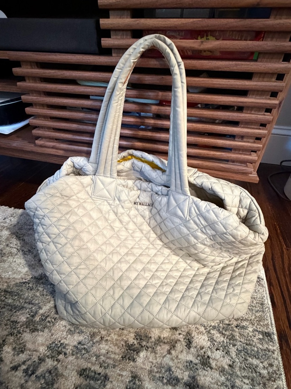 MZ Wallace Quilted Cream Tote with Double Handles